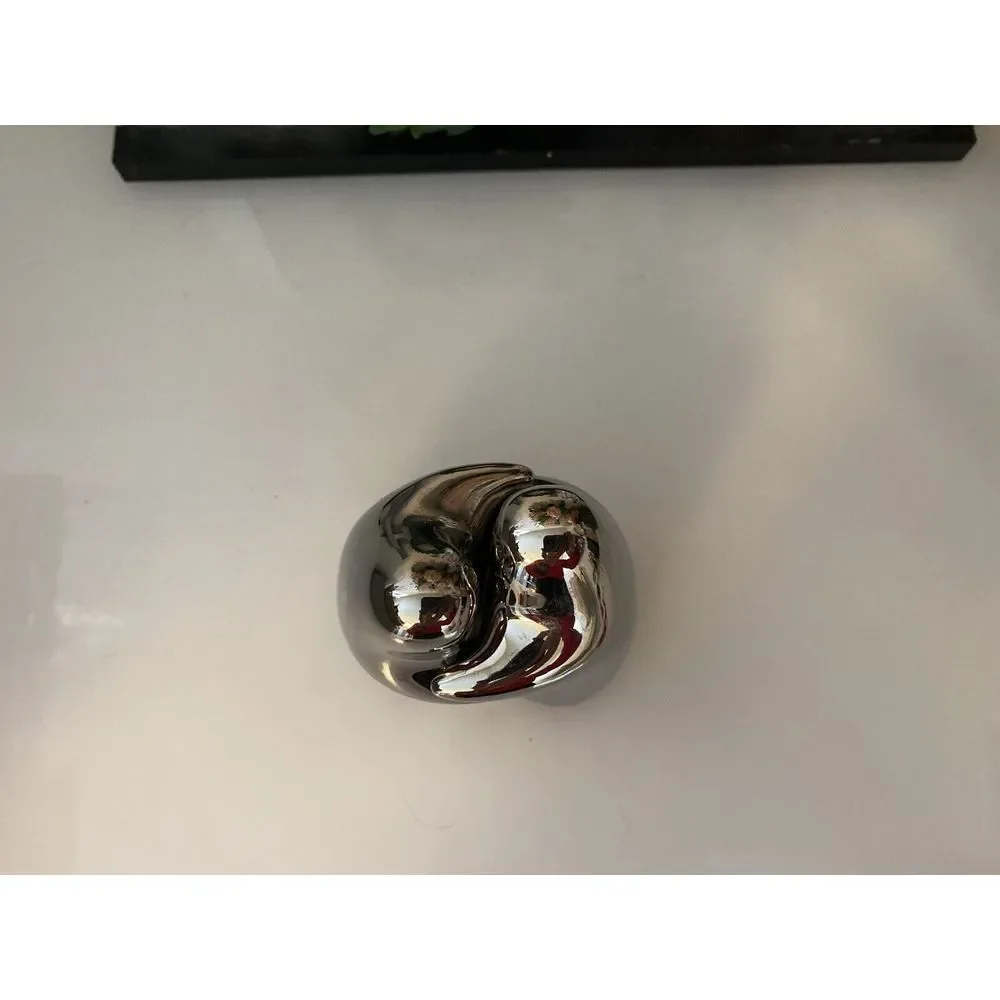 Hugging Ghost Salt and Pepper Shakers Set w Stopers Chrome ‎ Mercury Glass Style